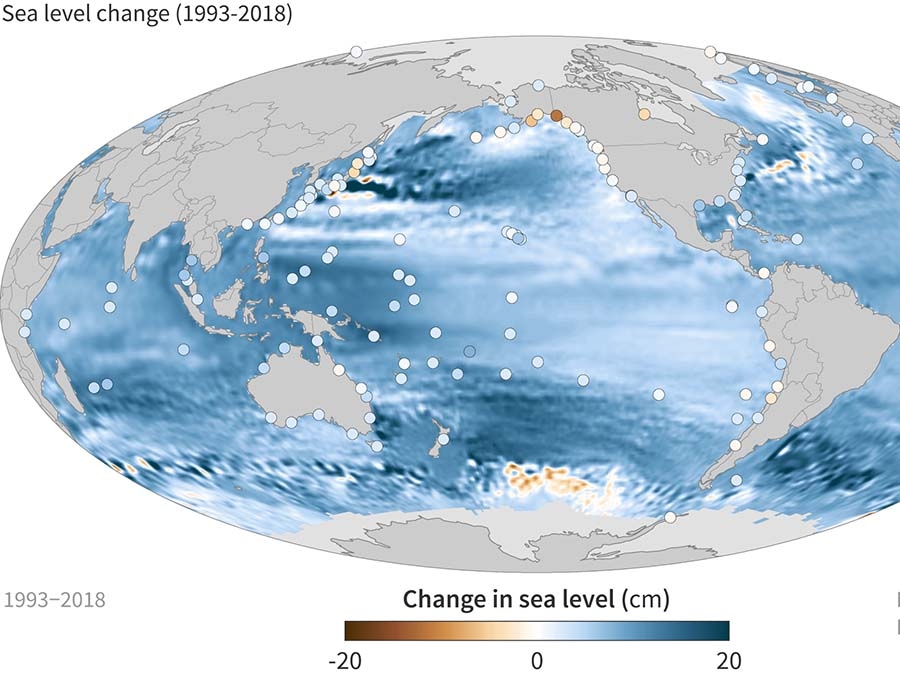 Sea Level Change 1993 - 2018 (Source: Philip Thompson, University of Hawaii)